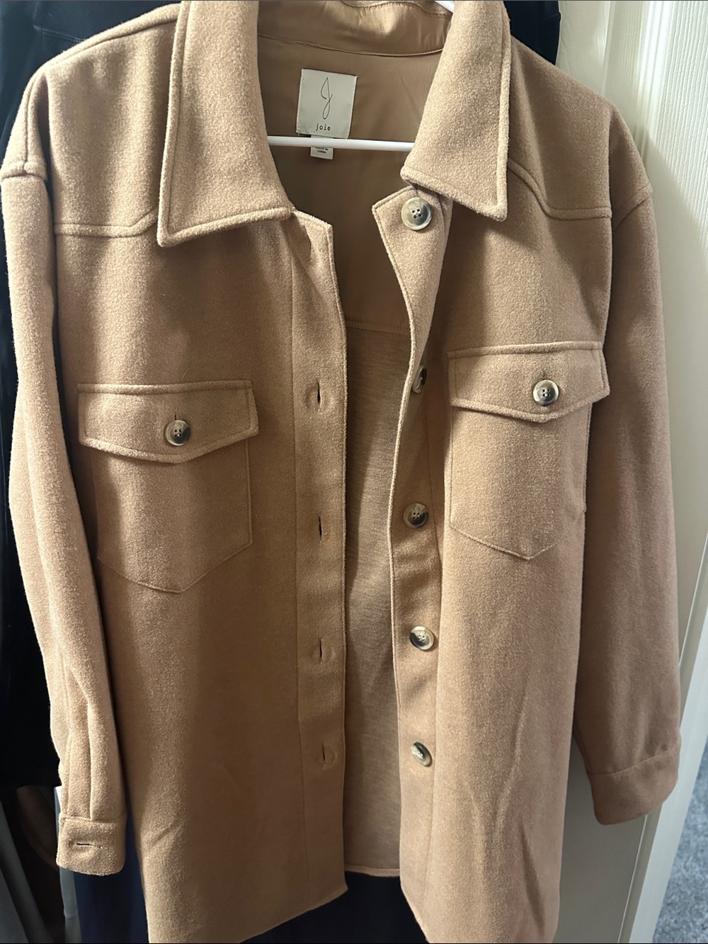 Joie Camel Tan Button-Front Shacket